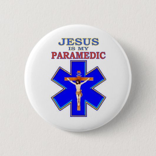 JEZUS IS MIJN PARAMEDICUS RONDE BUTTON 5,7 CM (Voorkant)