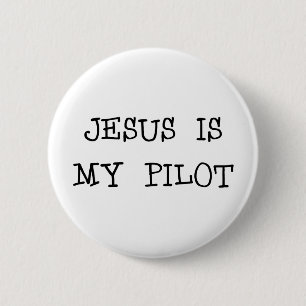 Jezus is mijn piloot ronde button 5,7 cm