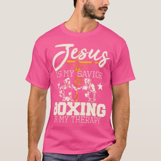 Jezus is mijn Redder Boksen is mijn therapie Gym B T-shirt (Voorkant)