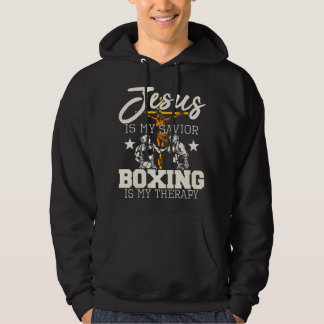Jezus is mijn redder Boksen is mijn therapie - Gym Hoodie