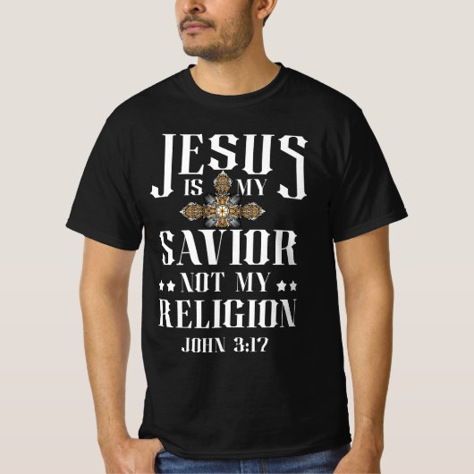 Jezus is mijn redder en niet mijn religie Christel T-shirt (Voorkant)