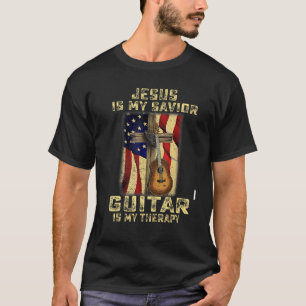 Jezus is mijn redder Gitaar is mijn therapie Chri T-shirt