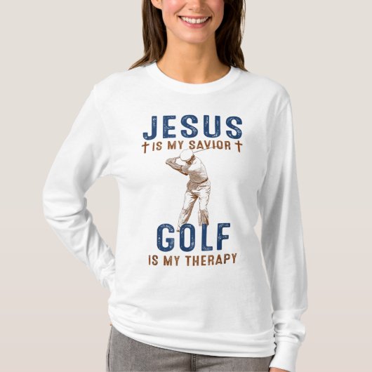 Jezus is mijn redder golf is mijn therapie grappig t-shirt (Voorkant)