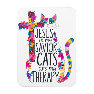 Jezus is mijn Redder Katten zijn mijn therapie gra Magneet