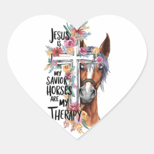 Jezus is mijn Redder Paarden zijn mijn therapie gr Hart Sticker