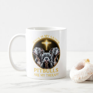 Jezus is mijn redder Pitbulls zijn mijn therapie g Koffiemok