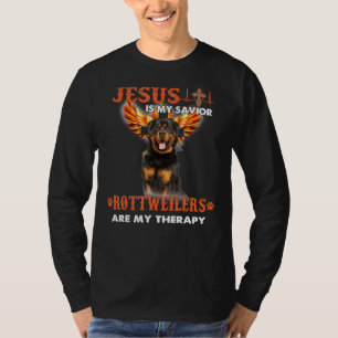 Jezus is mijn redder Rottweilers zijn mijn therapi T-shirt