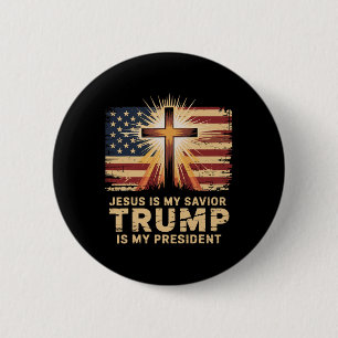 Jezus is mijn redder Trump is mijn Bijbelse Presid Ronde Button 5,7 Cm