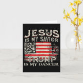 Jezus is mijn Redder Trump is mijn danser QR Trump Kaart (Gele Bloem)