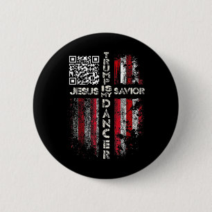 Jezus is mijn Redder Trump is mijn danser QR Trump Ronde Button 5,7 Cm