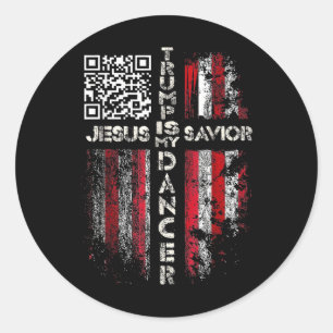 Jezus is mijn Redder Trump is mijn danser QR Trump Ronde Sticker