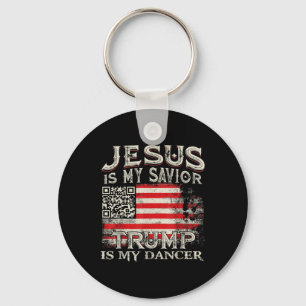 Jezus is mijn Redder Trump is mijn danser QR Trump Sleutelhanger