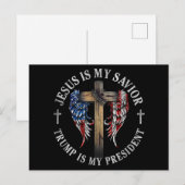 Jezus is mijn redder Trump is mijn President 2024 Feestdagenkaart (Voorkant / Achterkant)