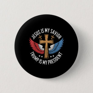 Jezus is mijn redder Trump is mijn President 2024 Ronde Button 5,7 Cm