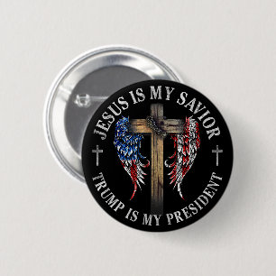 Jezus is mijn redder Trump is mijn president 2024  Ronde Button 5,7 Cm