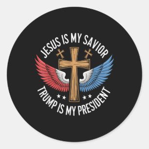 Jezus is mijn redder Trump is mijn President 2024 Ronde Sticker