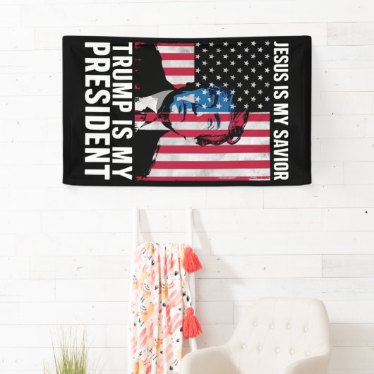 Jezus is mijn redder Trump is mijn President 2024 Spandoek (Insitu)