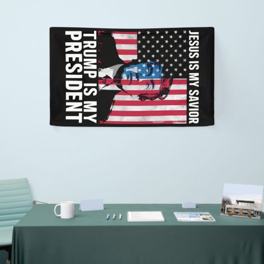 Jezus is mijn redder Trump is mijn President 2024 Spandoek (Beurs)