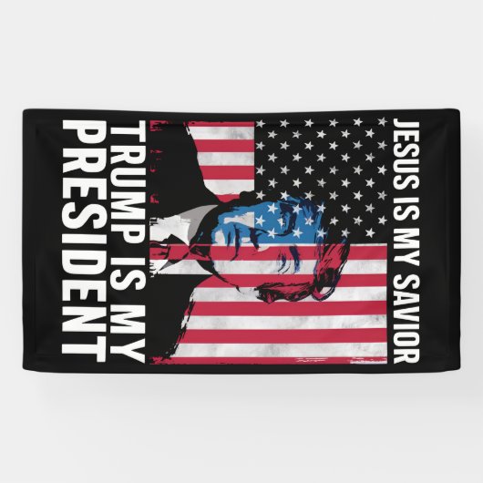 Jezus is mijn redder Trump is mijn President 2024 Spandoek (Horizontaal)