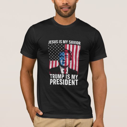 Jezus is mijn redder Trump is mijn President 2024 T-shirt (Voorkant)