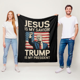 Jezus is mijn Redder Trump is mijn President 47 US Fleece Deken