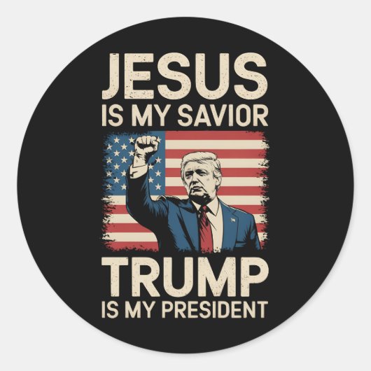 Jezus is mijn Redder Trump is mijn President 47 US Ronde Sticker (Voorkant)