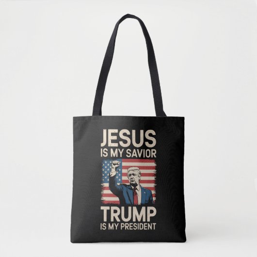 Jezus is mijn redder Trump is mijn president 47 US Tote Bag (Voorkant)