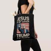 Jezus is mijn redder Trump is mijn president 47 US Tote Bag (Dichtbij)