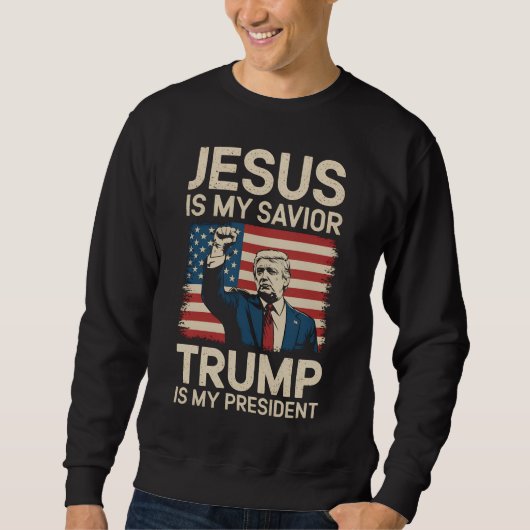 Jezus is mijn redder Trump is mijn president 47 US Trui (Voorkant)