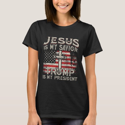 Jezus is mijn redder Trump is mijn president Ameri T-shirt (Voorkant)