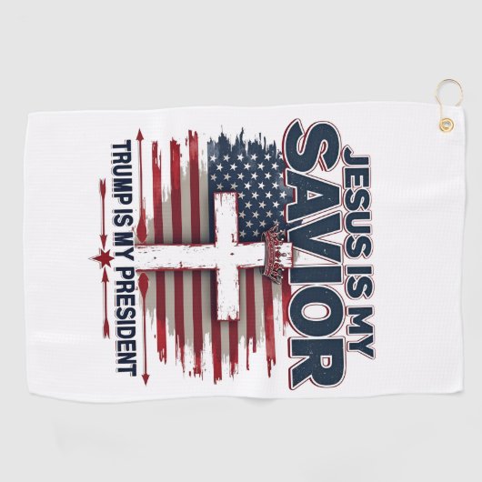 Jezus is mijn redder Trump is mijn president Grapp Golfhanddoek (Horizontaal)