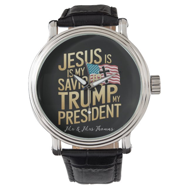 Jezus is mijn Redder, Trump is mijn President Horloge (Voorkant)