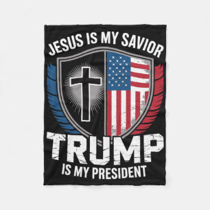 Jezus is mijn redder Trump is mijn president Pro-t Fleece Deken