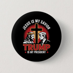 Jezus is mijn redder Trump is mijn president Pro-t Ronde Button 5,7 Cm