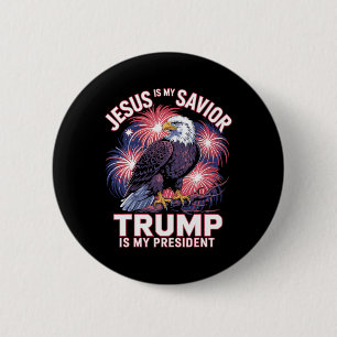 Jezus is mijn Redder Trump is mijn President Ronde Button 5,7 Cm