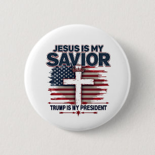 Jezus is mijn redder Trump is mijn President Ronde Button 5,7 Cm