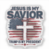 Jezus is mijn redder Trump is mijn President Sticker (Voorkant)