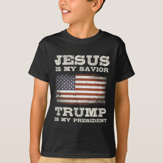 Jezus is mijn redder, Trump is mijn President T-shirt (Voorkant)