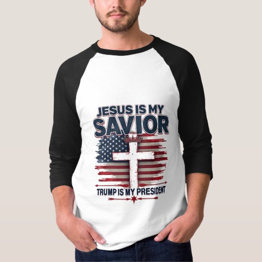 Jezus is mijn redder Trump is mijn President T-shirt (Voorkant)