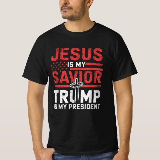 Jezus is mijn redder, Trump is mijn President T-shirt (Voorkant)