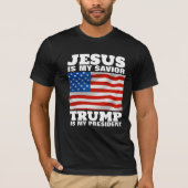 JEZUS IS MIJN REDDER TRUMP IS MIJN PRESIDENT T-SHIRT (Voorkant)