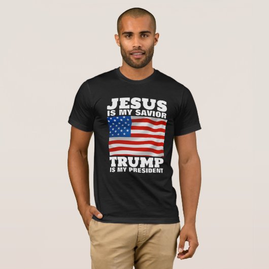 JEZUS IS MIJN REDDER TRUMP IS MIJN PRESIDENT T-SHIRT (Voorkant volledig)