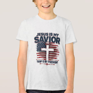 Jezus is mijn redder Trump is mijn President Tri-Blend Shirt