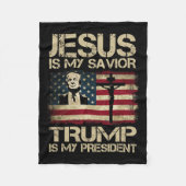 Jezus is mijn redder Trump is mijn President Trump Fleece Deken (Voorkant)