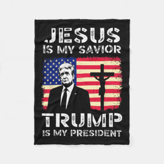 Jezus is mijn redder Trump is mijn President Trump Fleece Deken