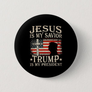Jezus is mijn redder Trump is mijn President Trump Ronde Button 5,7 Cm
