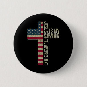 Jezus is mijn redder Trump is mijn President Trump Ronde Button 5,7 Cm