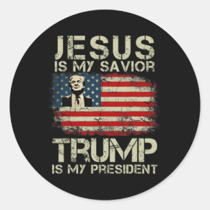 Jezus is mijn redder Trump is mijn President Trump Ronde Sticker