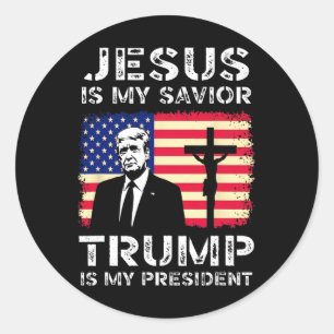 Jezus is mijn redder Trump is mijn President Trump Ronde Sticker