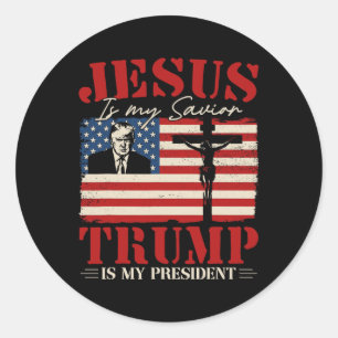 Jezus is mijn redder Trump is mijn President Trump Ronde Sticker